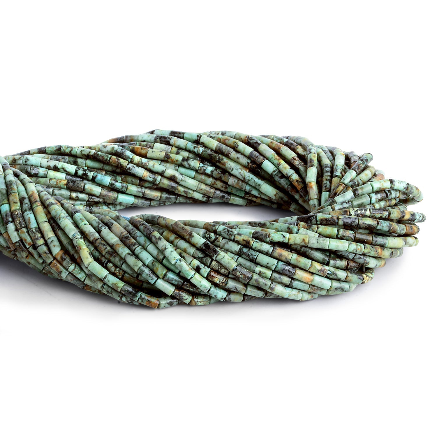 4x2mm African Turquoise Jasper Plain Tubes 15 inch 85 beads - The Bead Traders