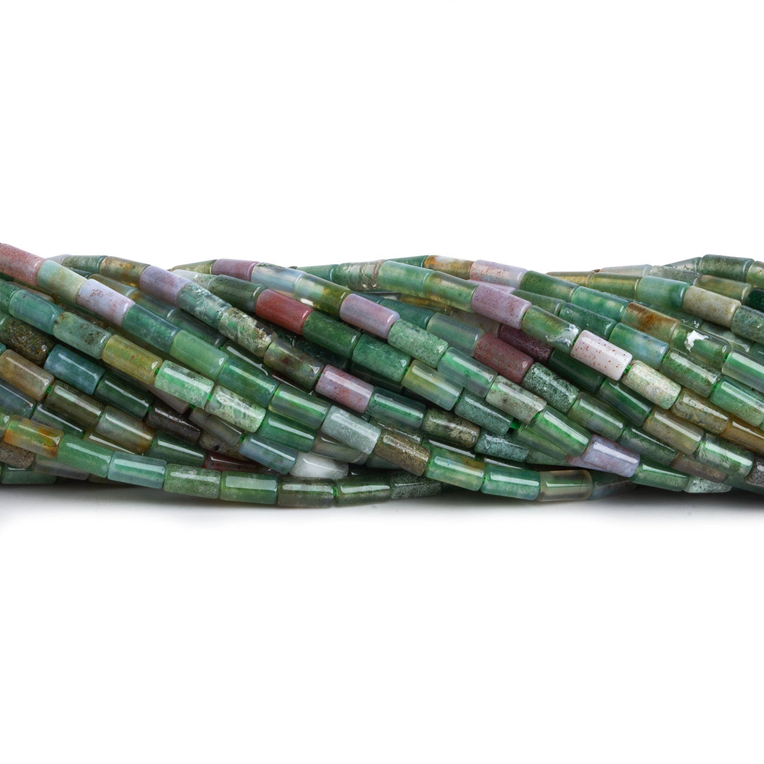 4x2mm Fancy Agate Plain Tubes 15 inch 85 beads - The Bead Traders