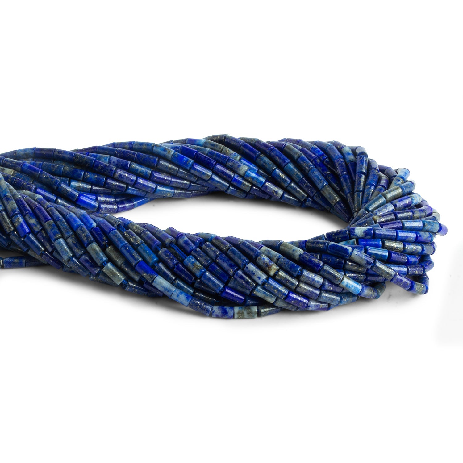 4x2mm Lapis Lazuli Plain Tubes 15 inch 85 beads - The Bead Traders