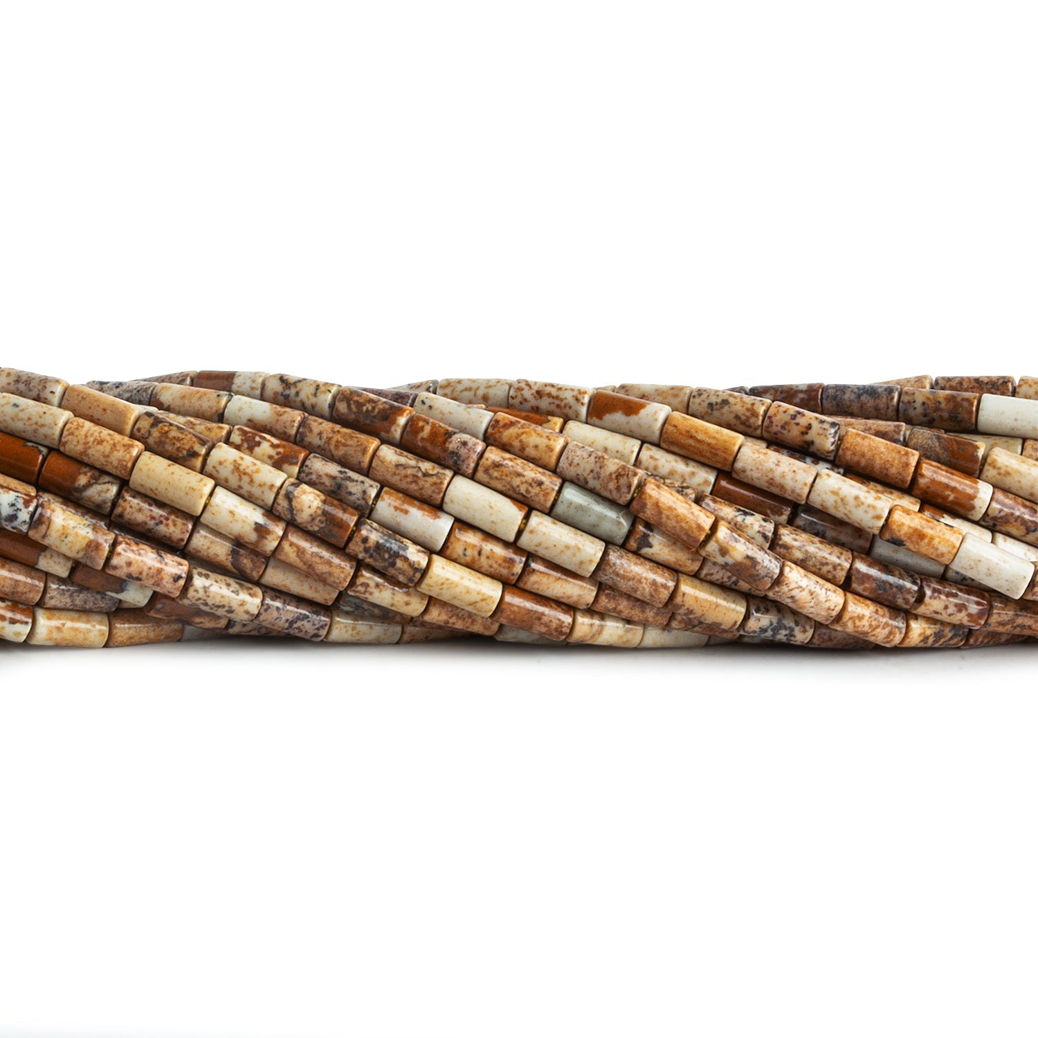 4x2mm Picture Jasper Plain Tubes 15 inch 85 beads - The Bead Traders