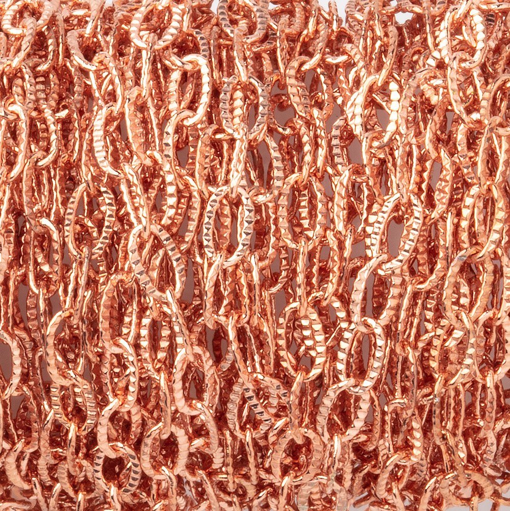 4x2mm Rose Gold plated Elongated Corrugated Oval Link Chain 3 Feet - The Bead Traders