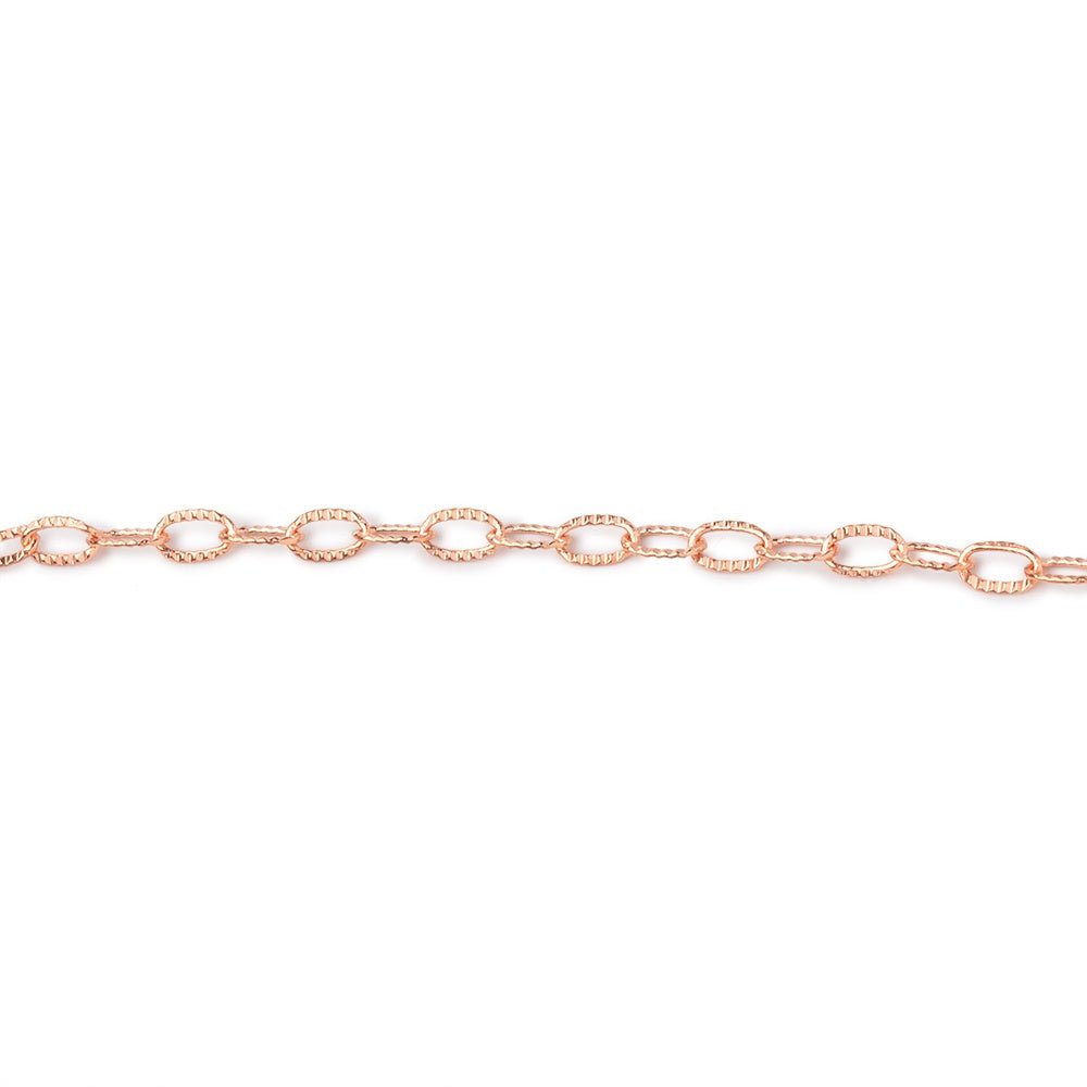 4x2mm Rose Gold plated Elongated Corrugated Oval Link Chain 3 Feet - The Bead Traders