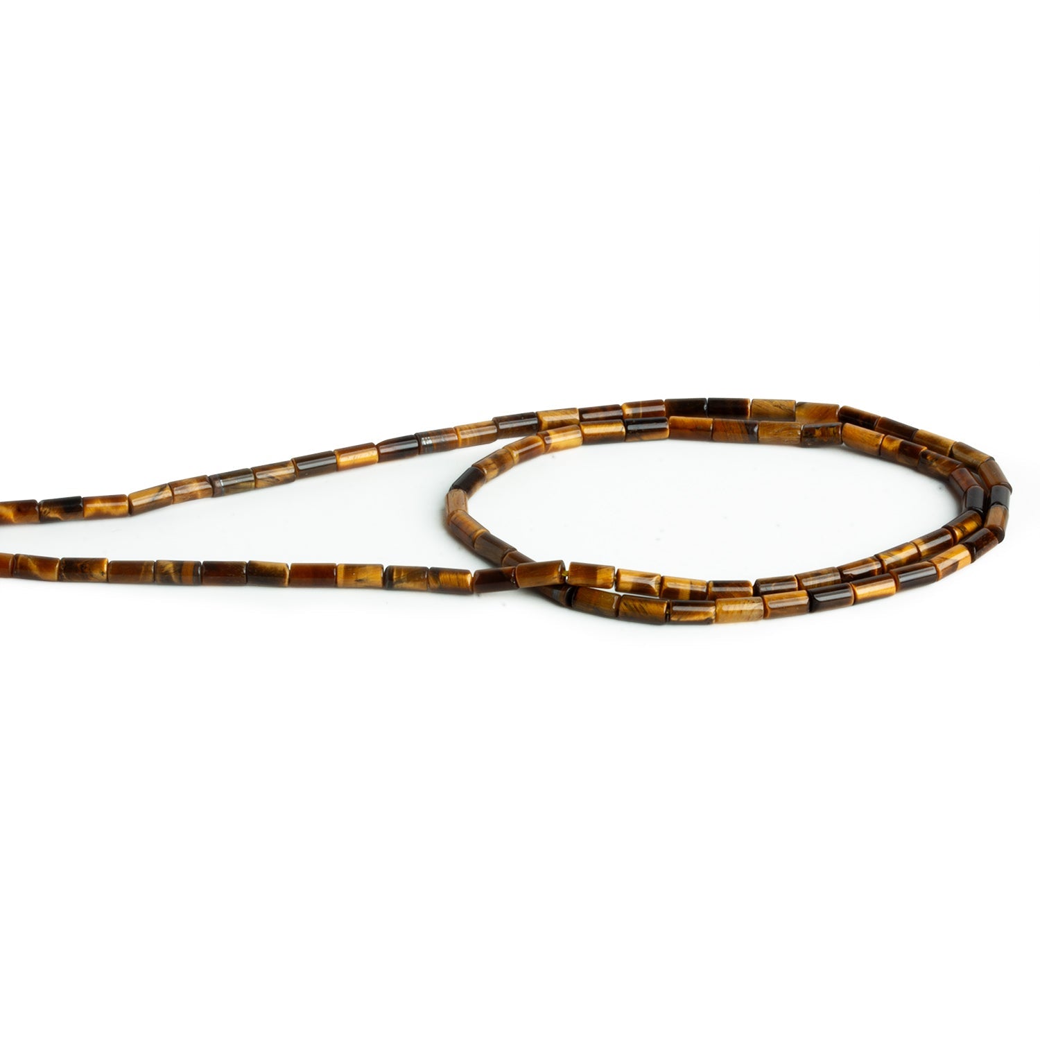 4x2mm Tiger's Eye Plain Tubes 15 inch 85 beads - The Bead Traders
