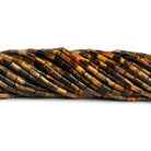 4x2mm Tiger's Eye Plain Tubes 15 inch 85 beads - The Bead Traders