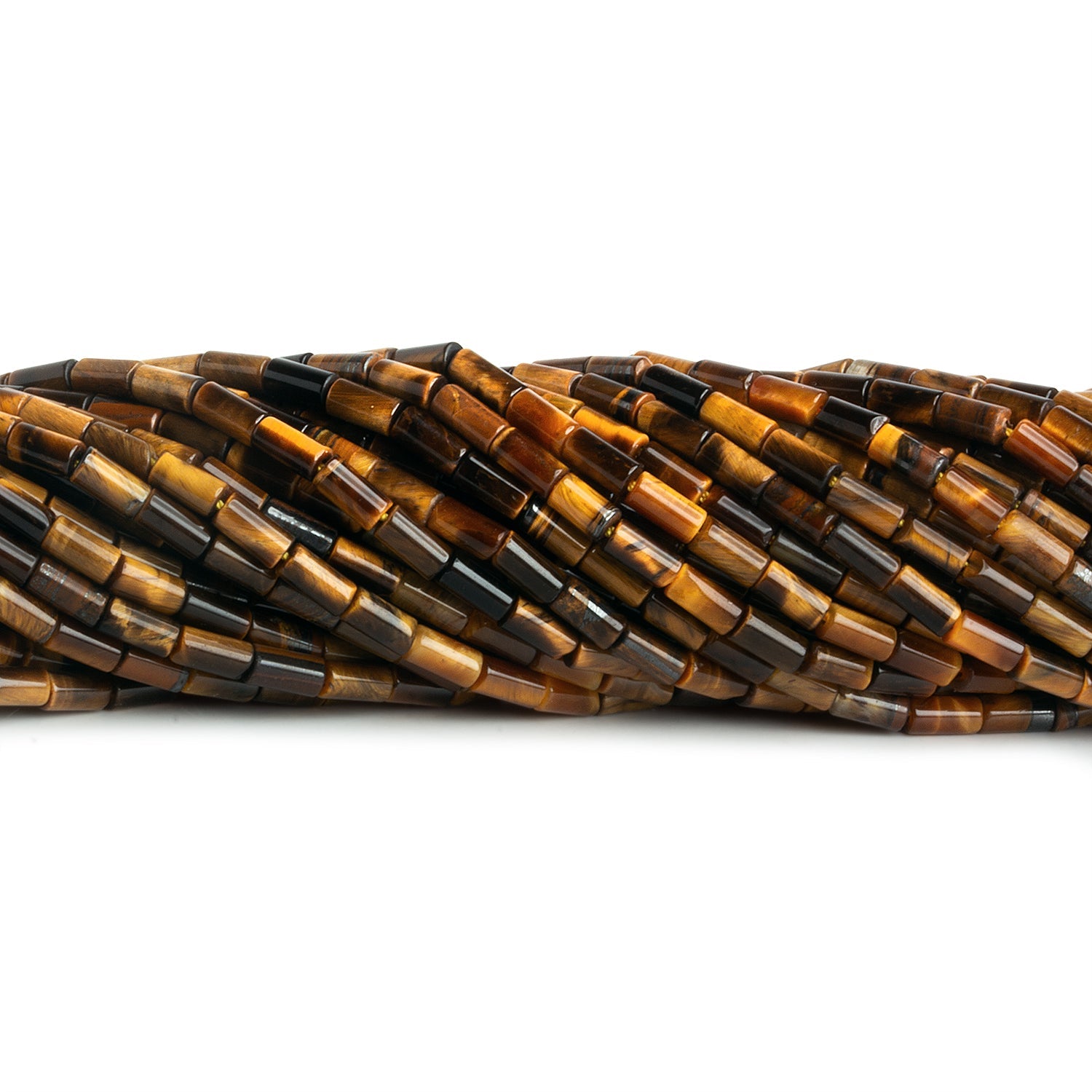 4x2mm Tiger's Eye Plain Tubes 15 inch 85 beads - The Bead Traders