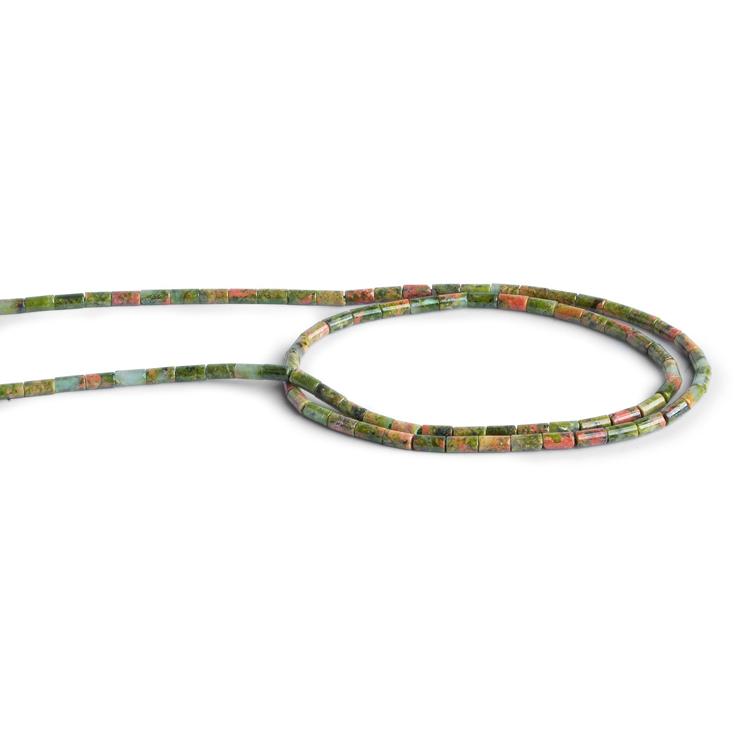 4x2mm Unakite Plain Tubes 15 inch 85 beads - The Bead Traders