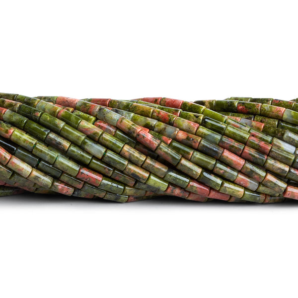 4x2mm Unakite Plain Tubes 15 inch 85 beads