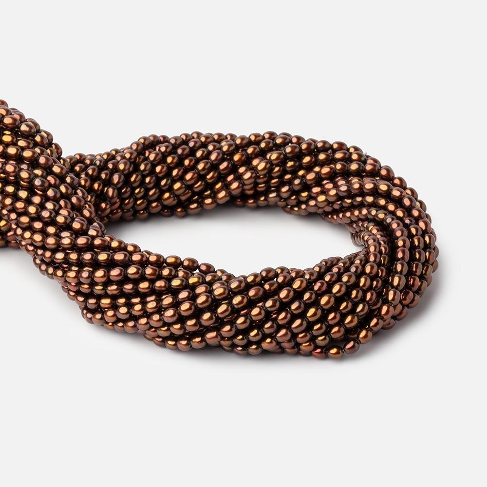 4x3mm Bronze Oval Pearls 15 inch 89 beads - The Bead Traders