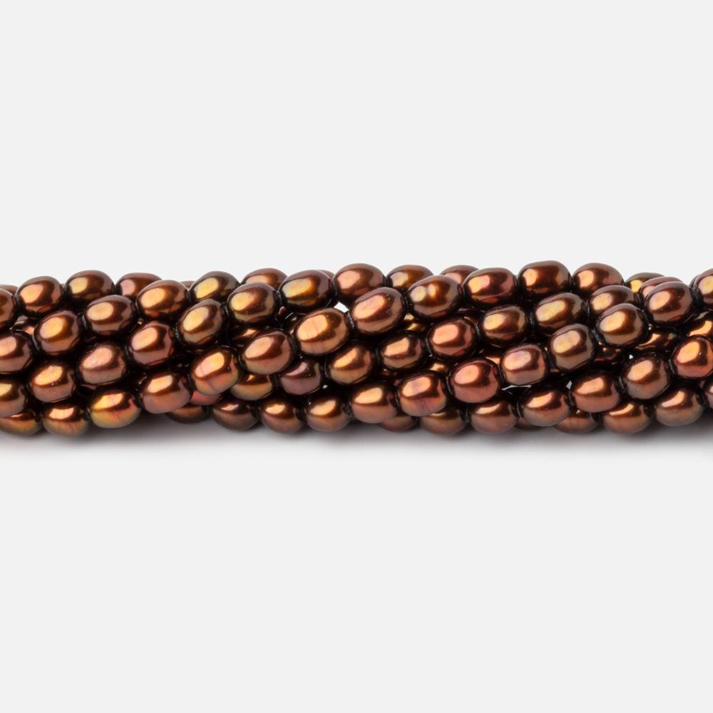 4x3mm Bronze Oval Pearls 15 inch 89 beads - The Bead Traders