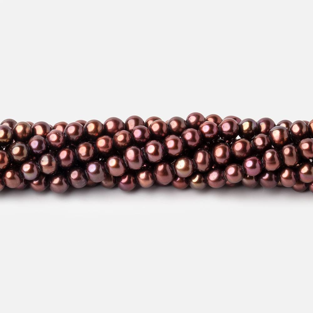 4x3mm Cherry Chocolate Off Round Pearls 16 inch 112 beads - The Bead Traders
