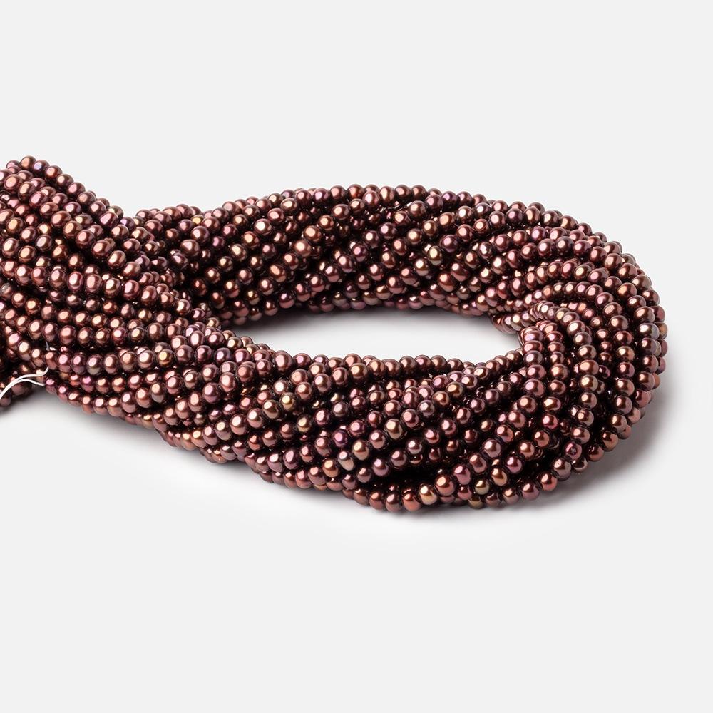 4x3mm Cherry Chocolate Off Round Pearls 16 inch 112 beads - The Bead Traders