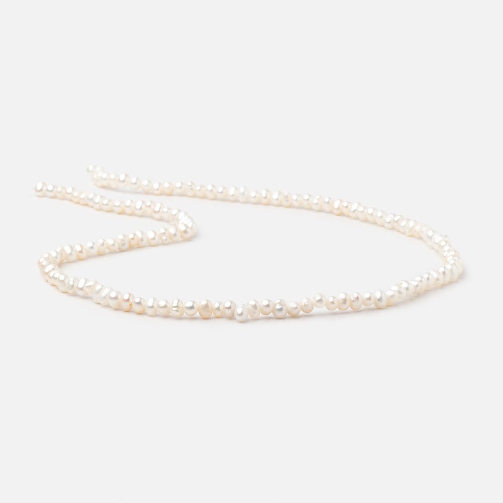 4x3mm Creamy White Off Round Pearls 15 inch 127 Beads - The Bead Traders