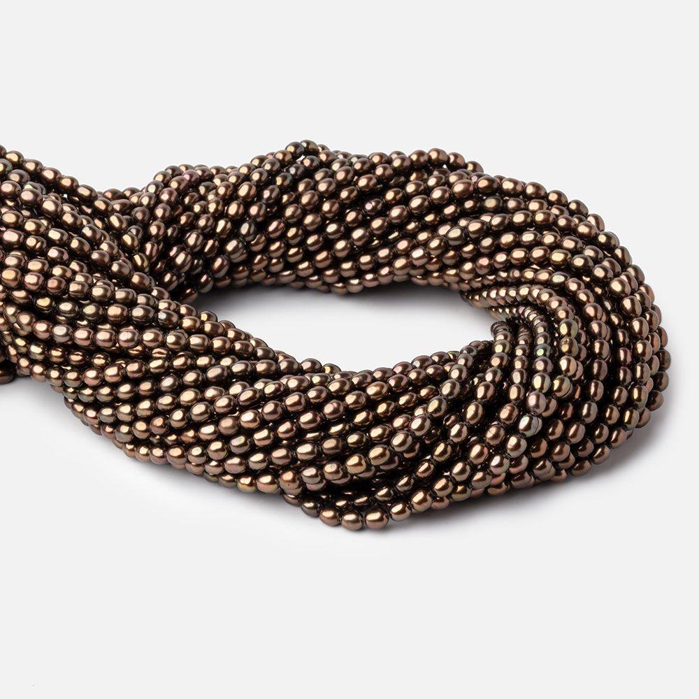 4x3mm Olive Brown Oval Pearls 15 inch 89 beads - The Bead Traders
