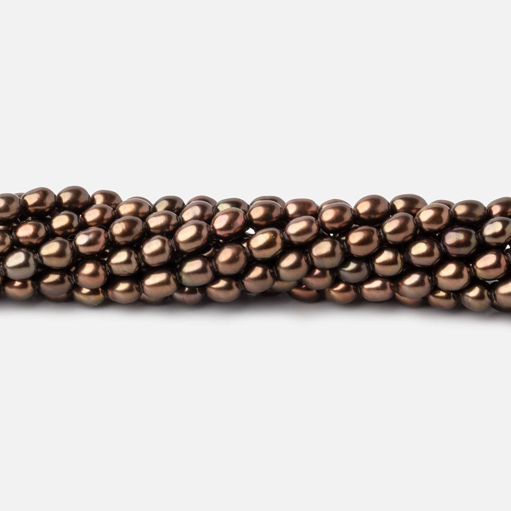 4x3mm Olive Brown Oval Pearls 15 inch 89 beads - The Bead Traders