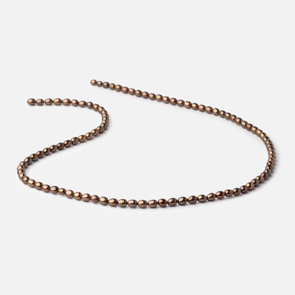 4x3mm Olive Brown Oval Pearls 15 inch 89 beads - The Bead Traders