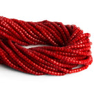 4x3mm Red Coral Short Tubes 15 inch 130 beads - The Bead Traders