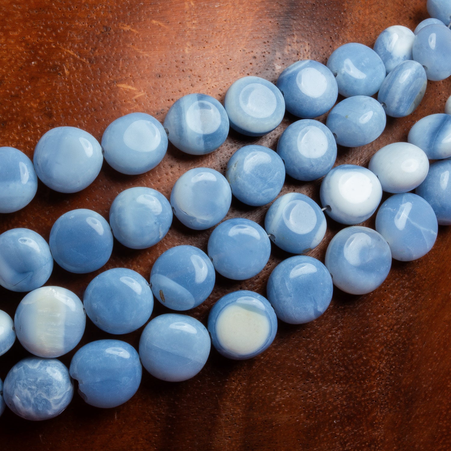 5 - 10mm Denim Opal Plain Coins 16 inch 50 beads - The Bead Traders
