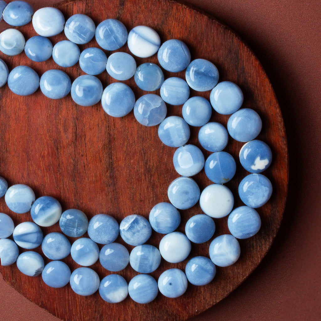 5 - 10mm Denim Opal Plain Coins 16 inch 50 beads - The Bead Traders