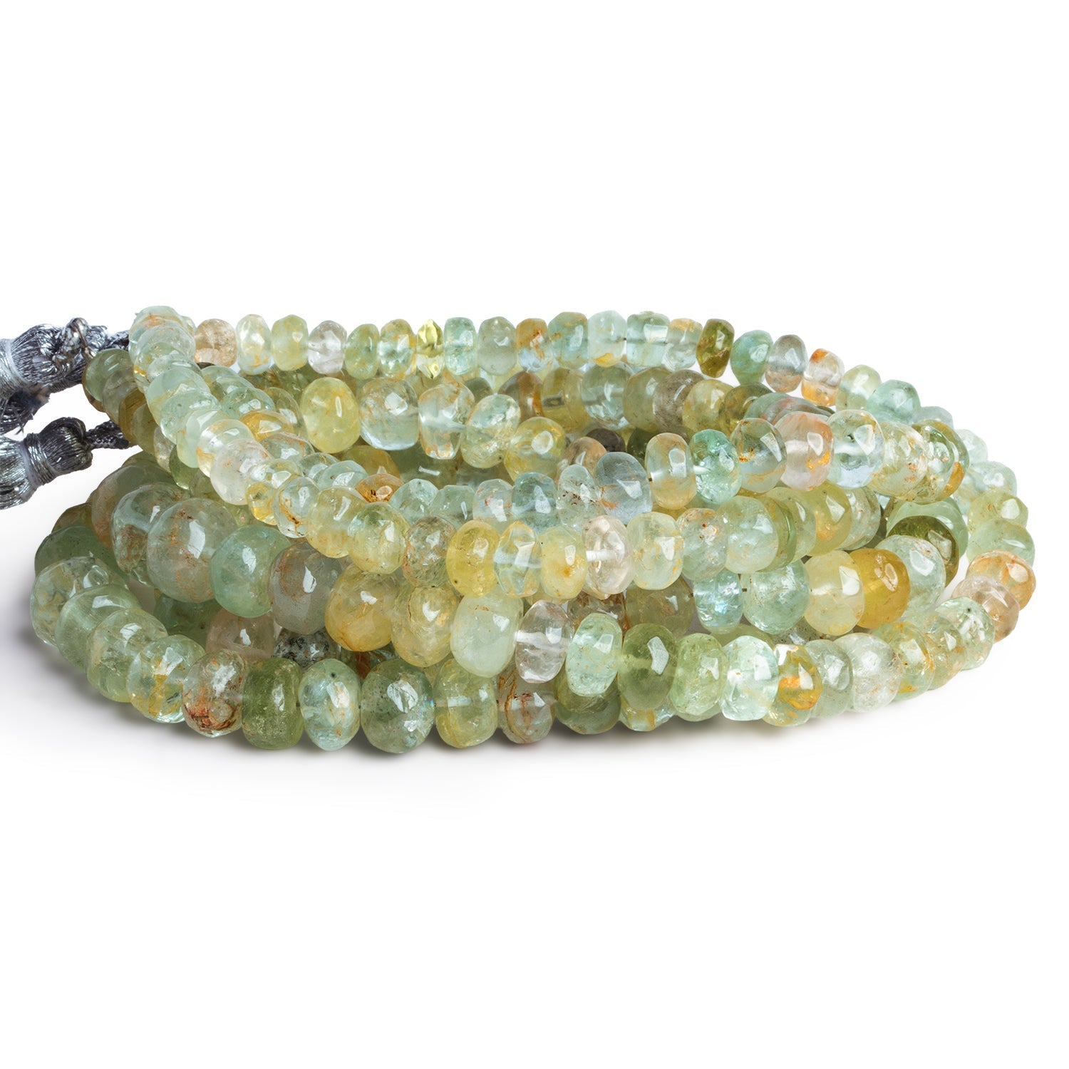 5-10mm Natural Aquamarine Plain Rondelles 16 inch 85 beads - The Bead Traders
