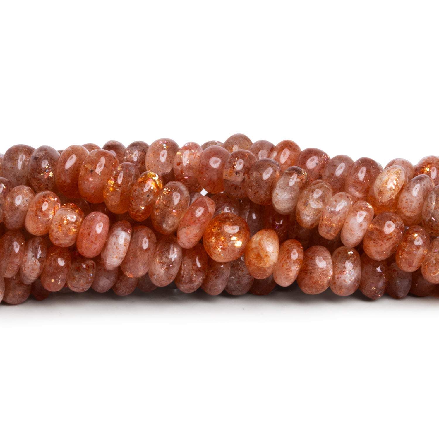 5 - 10mm Sunstone Plain Rondelles 16 inch 105 beads - The Bead Traders