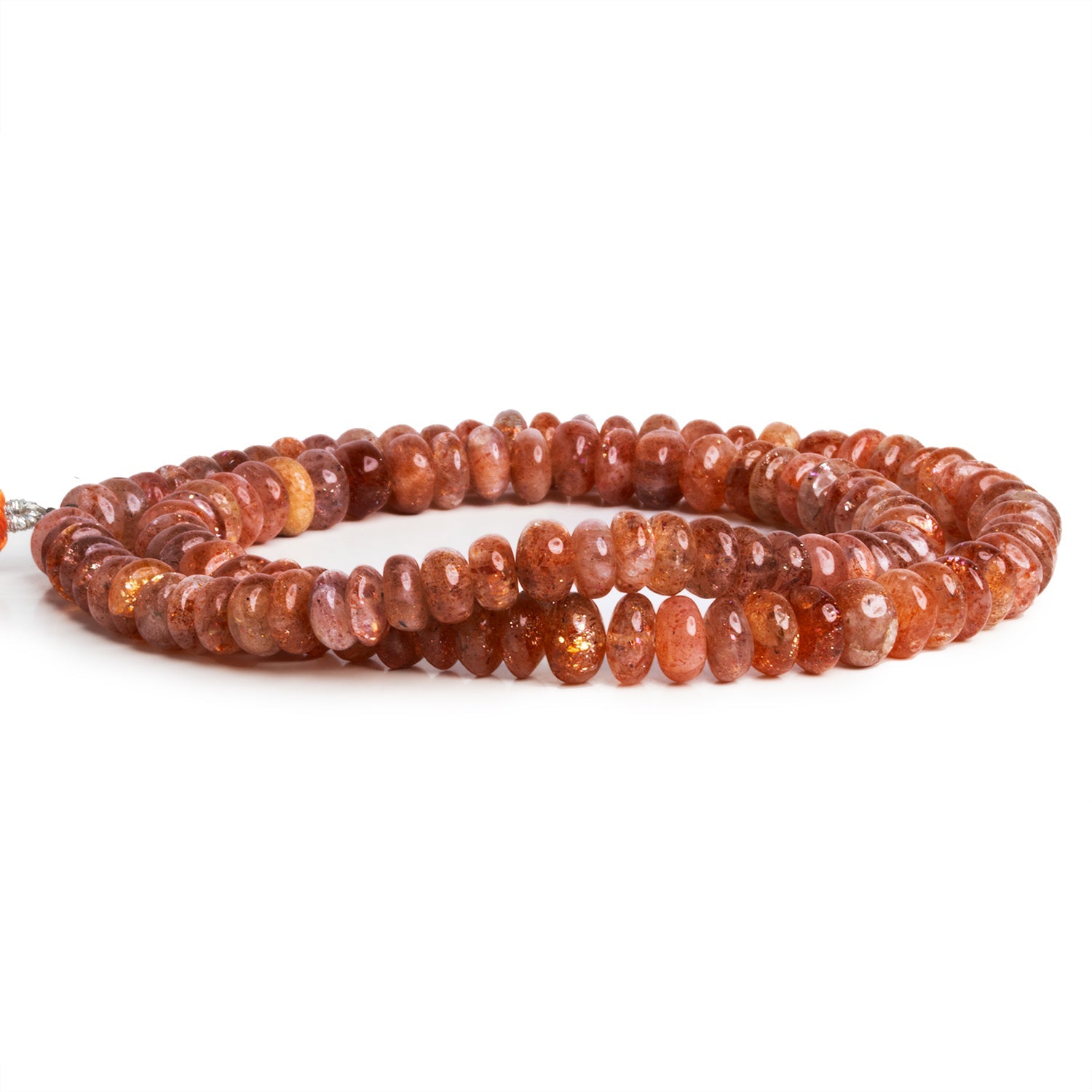 5 - 10mm Sunstone Plain Rondelles 16 inch 105 beads - The Bead Traders
