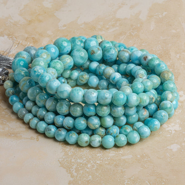 5-11m Larimar Plain Rounds 16 inch 60 beads