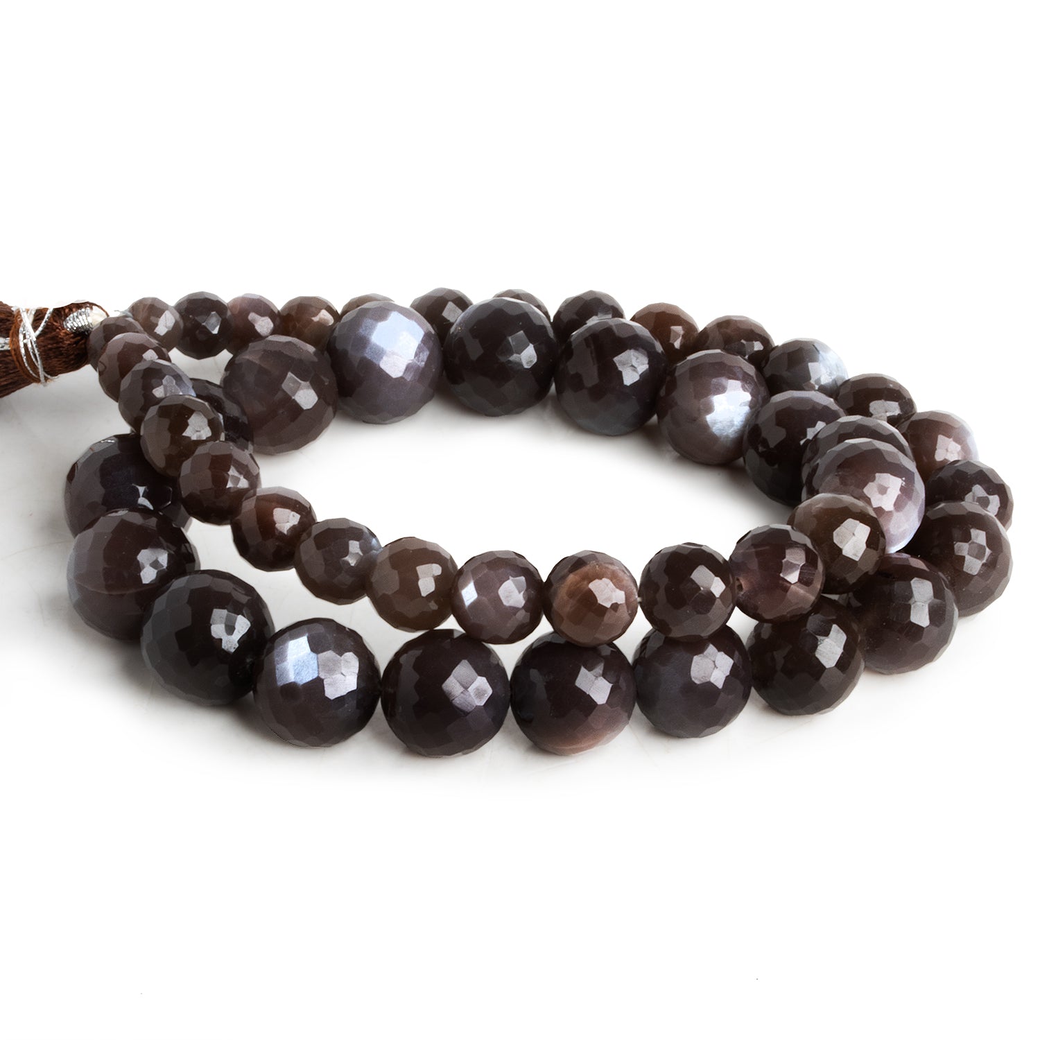 5 - 11mm Chocolate Moonstone Faceted Rounds 15 inch 45 beads - The Bead Traders