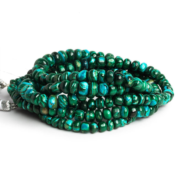 5-11mm Chrysocolla in Malachite Plain Rondelles 16 inch 85 beads