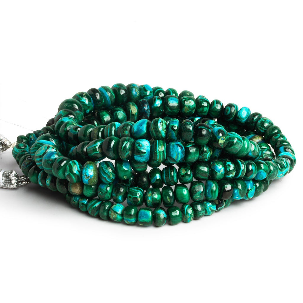 5 - 11mm Chrysocolla in Malachite Plain Rondelles 16 inch 85 beads - The Bead Traders
