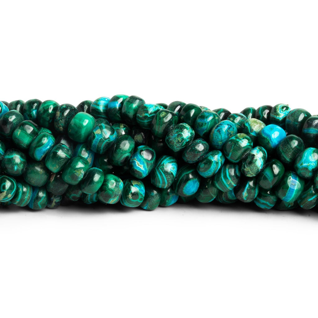 5 - 11mm Chrysocolla in Malachite Plain Rondelles 16 inch 85 beads - The Bead Traders