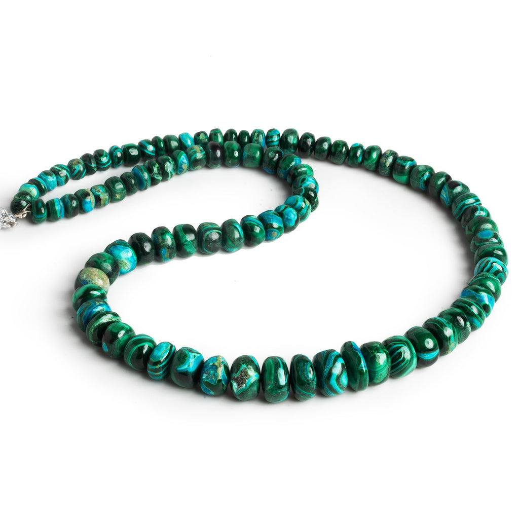 5 - 11mm Chrysocolla in Malachite Plain Rondelles 16 inch 85 beads - The Bead Traders