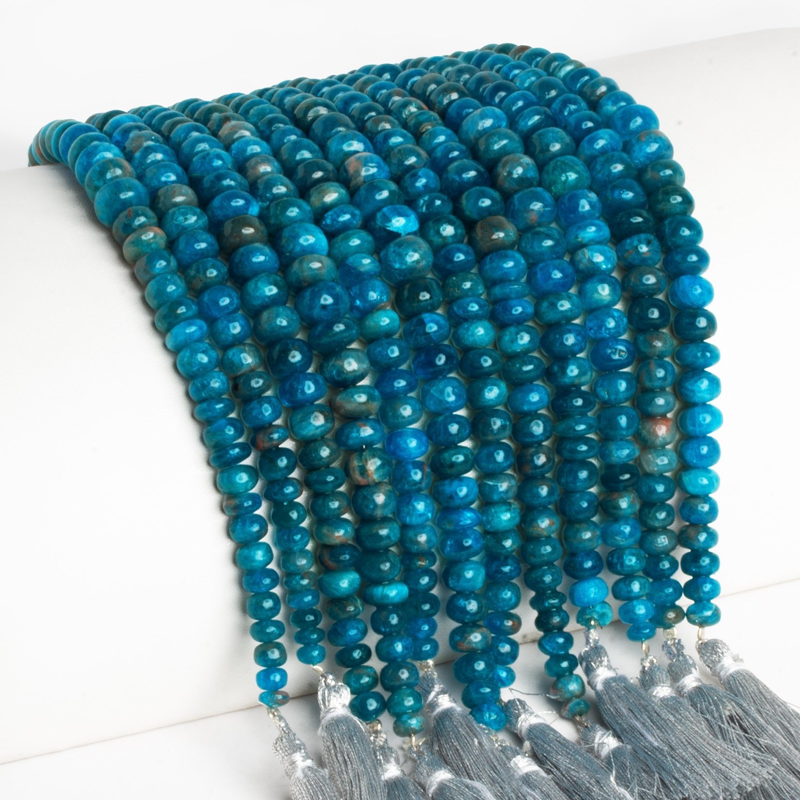 5 - 11mm Neon Apatite Plain Rondelles 8 inch 34 beads - The Bead Traders