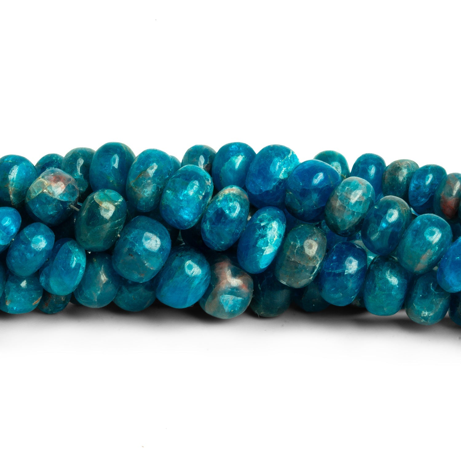5 - 11mm Neon Apatite Plain Rondelles 8 inch 34 beads - The Bead Traders