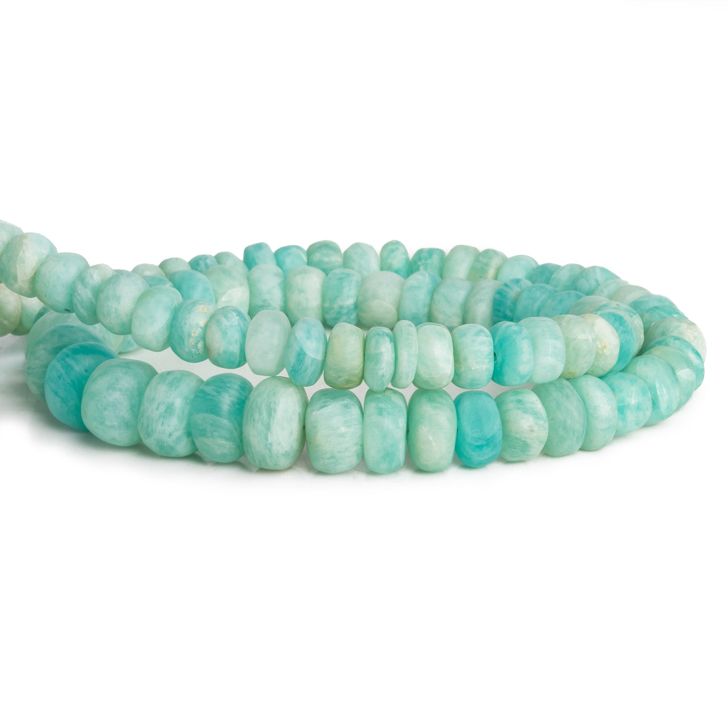 5 - 13mm Matte Amazonite Plain Rondelles 14 inch 80 beads - The Bead Traders