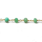5-5.5mm Chrysoprase Faceted Rondelle Gold Chain 32 beads - The Bead Traders