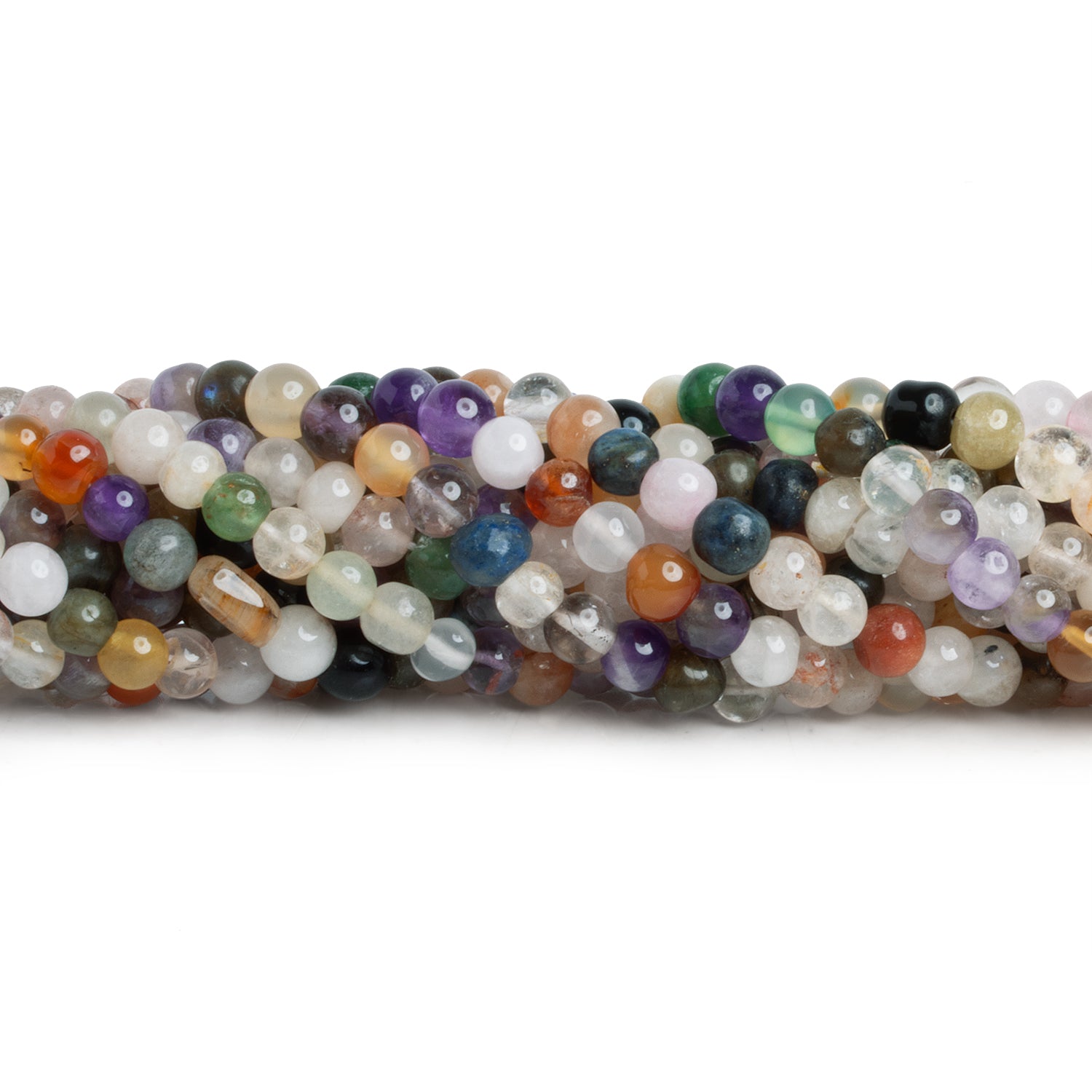5 - 5.5mm Multi Gemstone Handcut Rounds 12 inch 63 beads - The Bead Traders