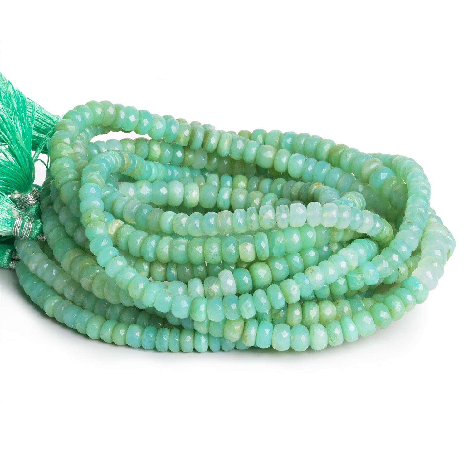 5-6mm Blue Peruvian Opal Faceted Rondelles 16 inch 110 beads - The Bead Traders