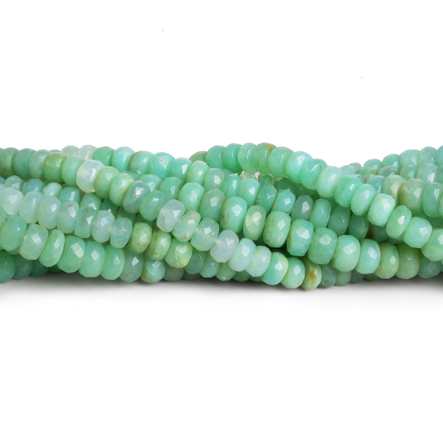 5-6mm Blue Peruvian Opal Faceted Rondelles 16 inch 110 beads - The Bead Traders