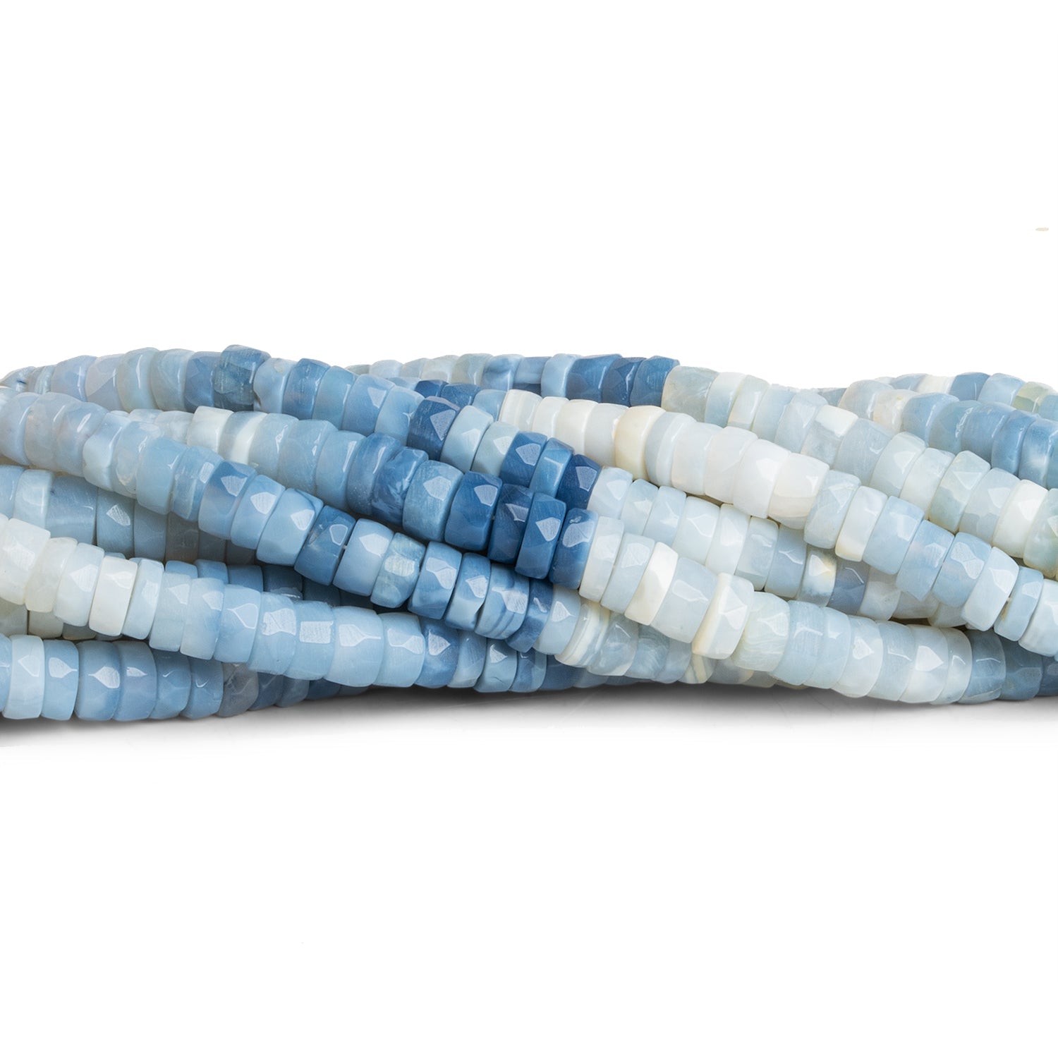 5 - 6mm Denim Opal Faceted Heishis 16 inch 140 beads - The Bead Traders