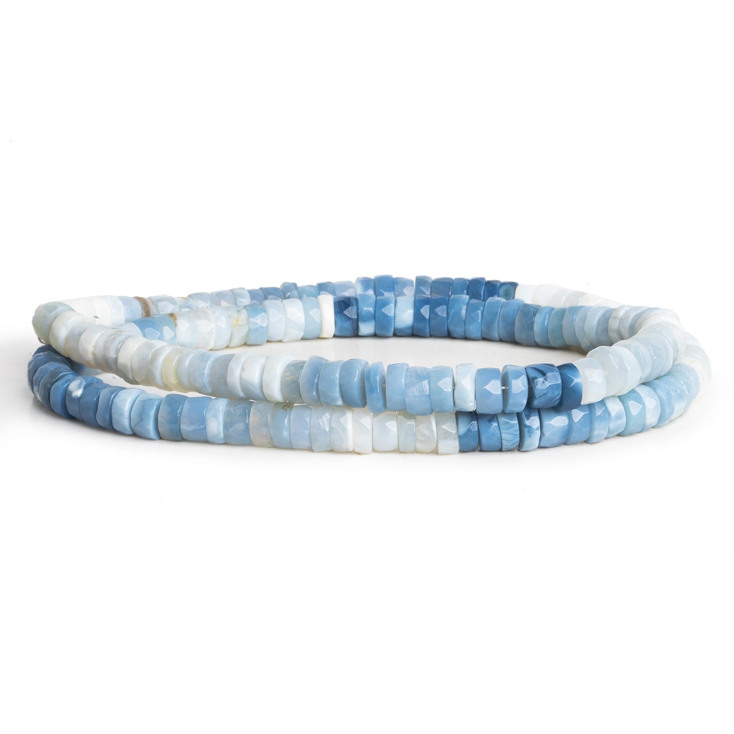 5 - 6mm Denim Opal Faceted Heishis 16 inch 140 beads - The Bead Traders