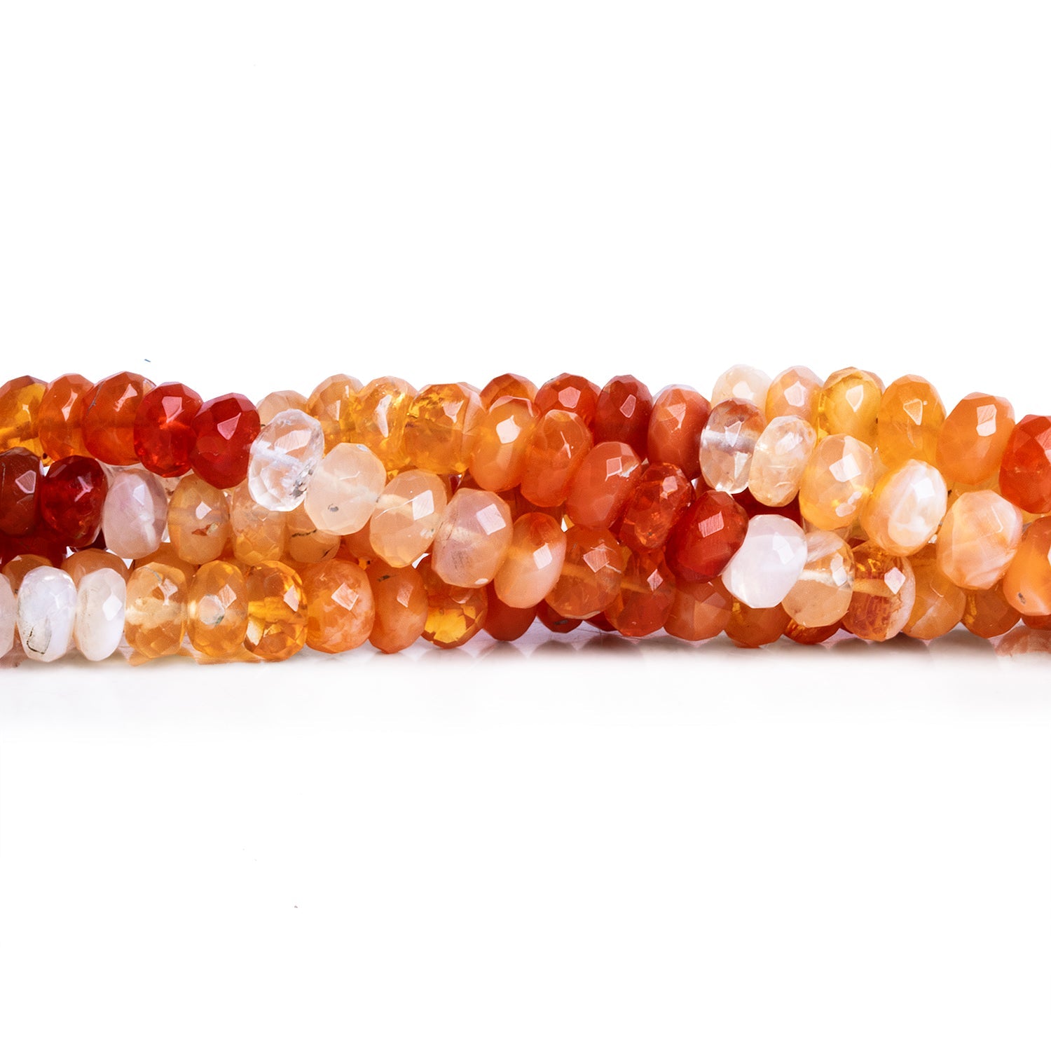 5 - 6mm Fire Opal Faceted Rondelles 16 inch 95 beads AA Grade - The Bead Traders