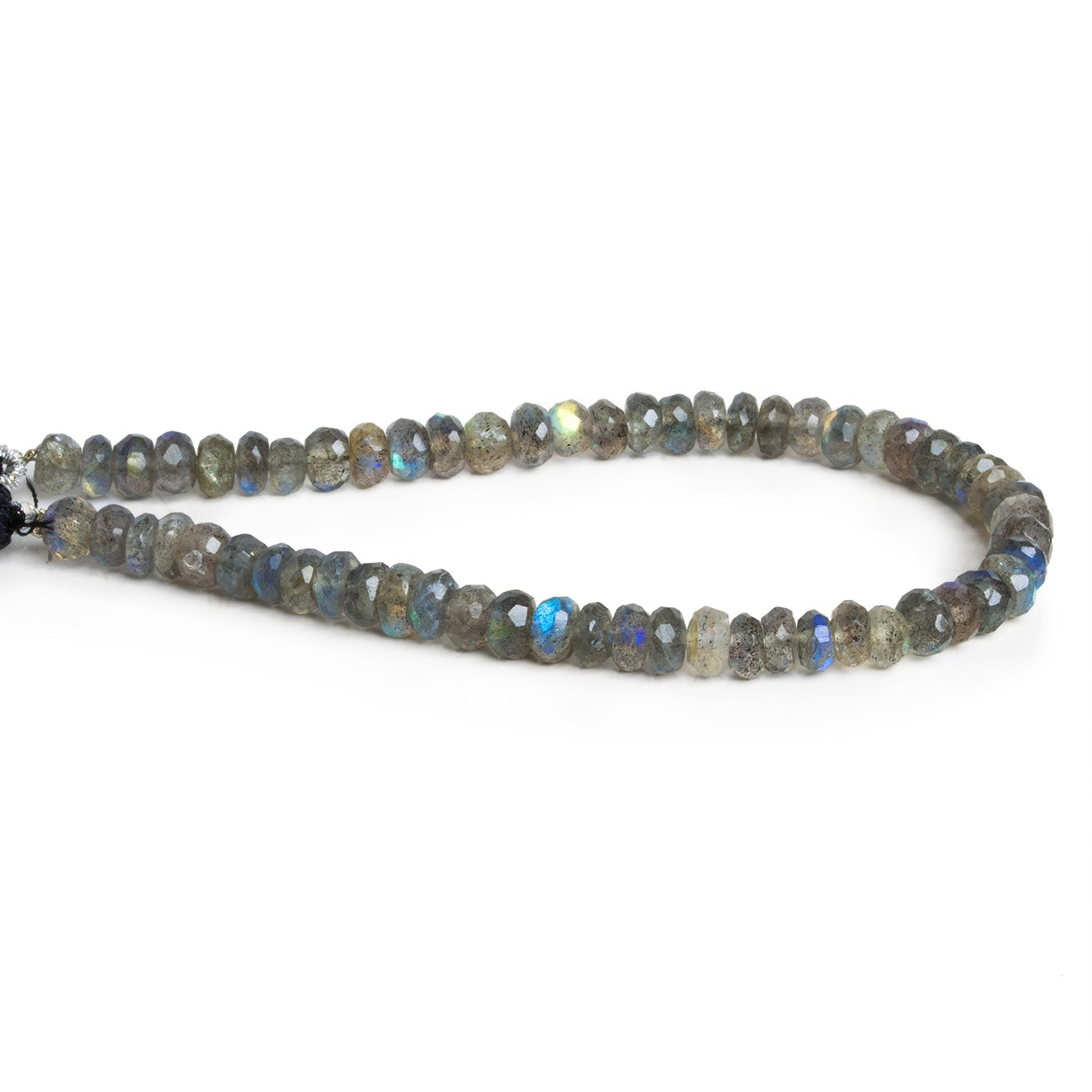 5 - 6mm Labradorite Faceted Rondelles 7.5 inch 52 beads - The Bead Traders