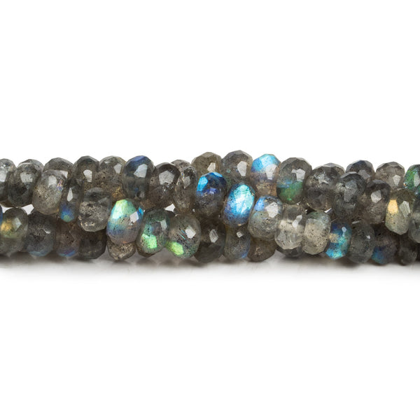 5-6mm Labradorite Faceted Rondelles 7.5 inch 52 beads