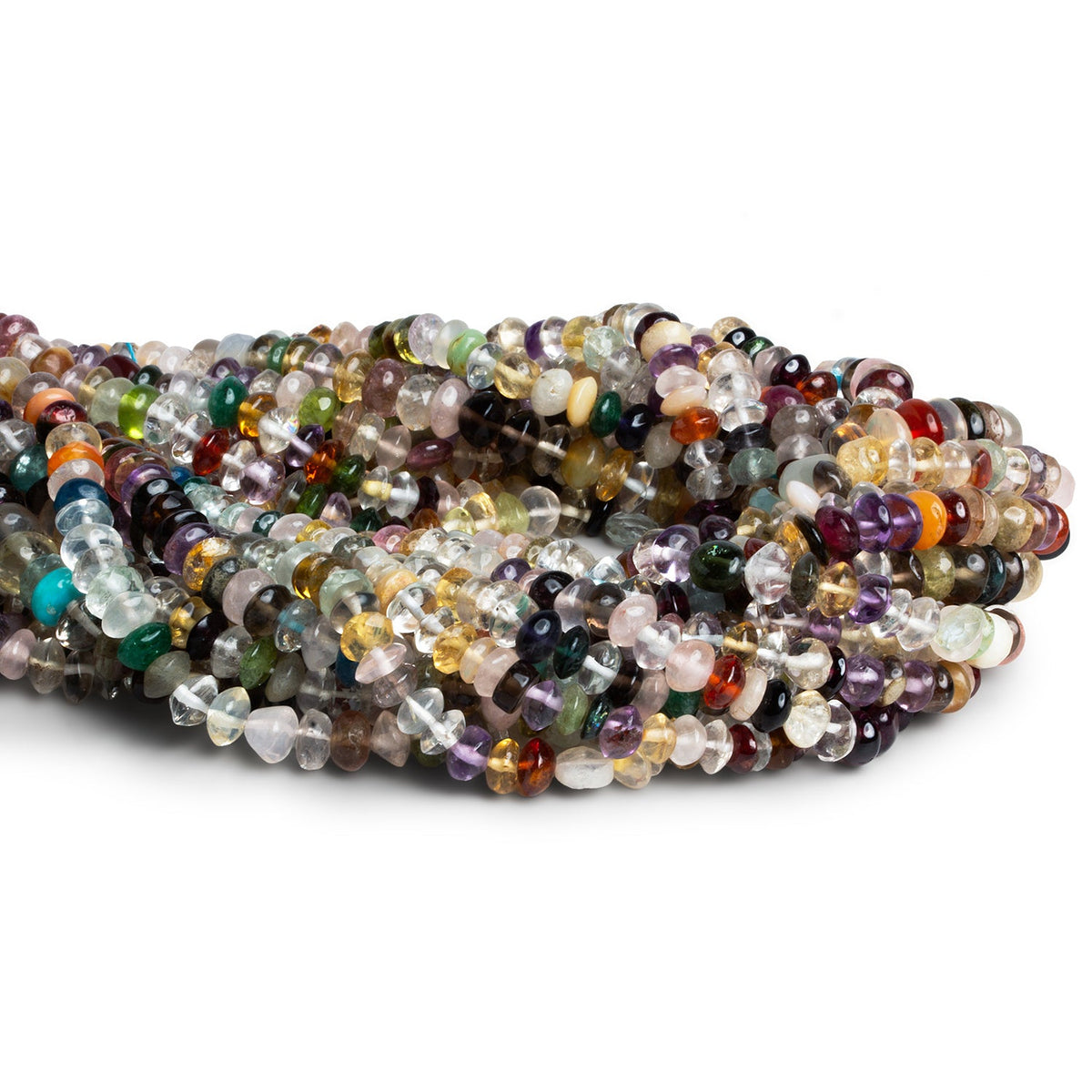 5-6mm Multi Gemstone Handcut Plain Lentils 14 inch 98 beads - The Bead Traders