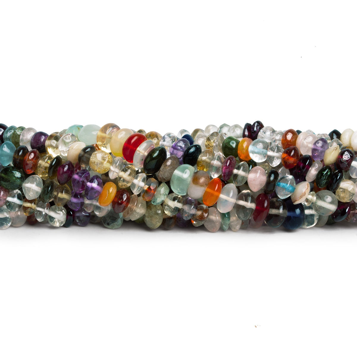 5-6mm Multi Gemstone Handcut Plain Lentils 14 inch 98 beads - The Bead Traders