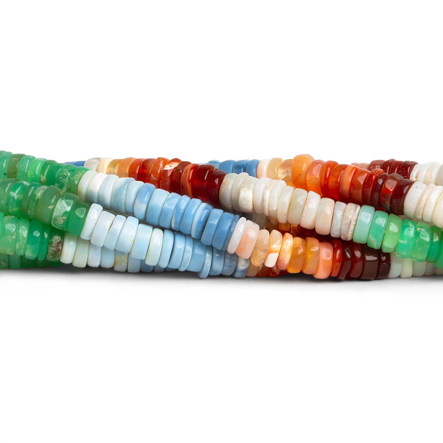5 - 6mm Multi Opal Plain Heishis 18 inch 210 beads - The Bead Traders