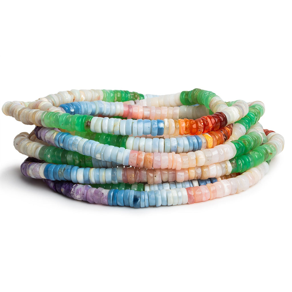 5 - 6mm Multi Opal Plain Heishis 18 inch 210 beads - The Bead Traders