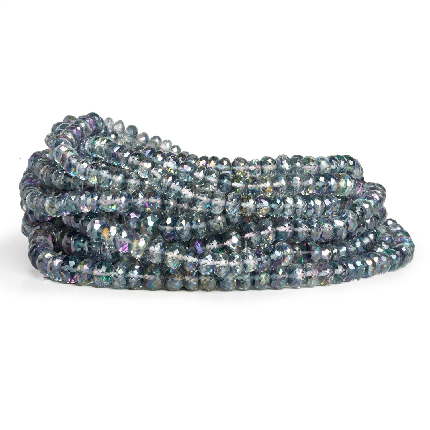 5 - 6mm Mystic Blue Topaz Faceted Rondelles 16 inch 125 beads - The Bead Traders