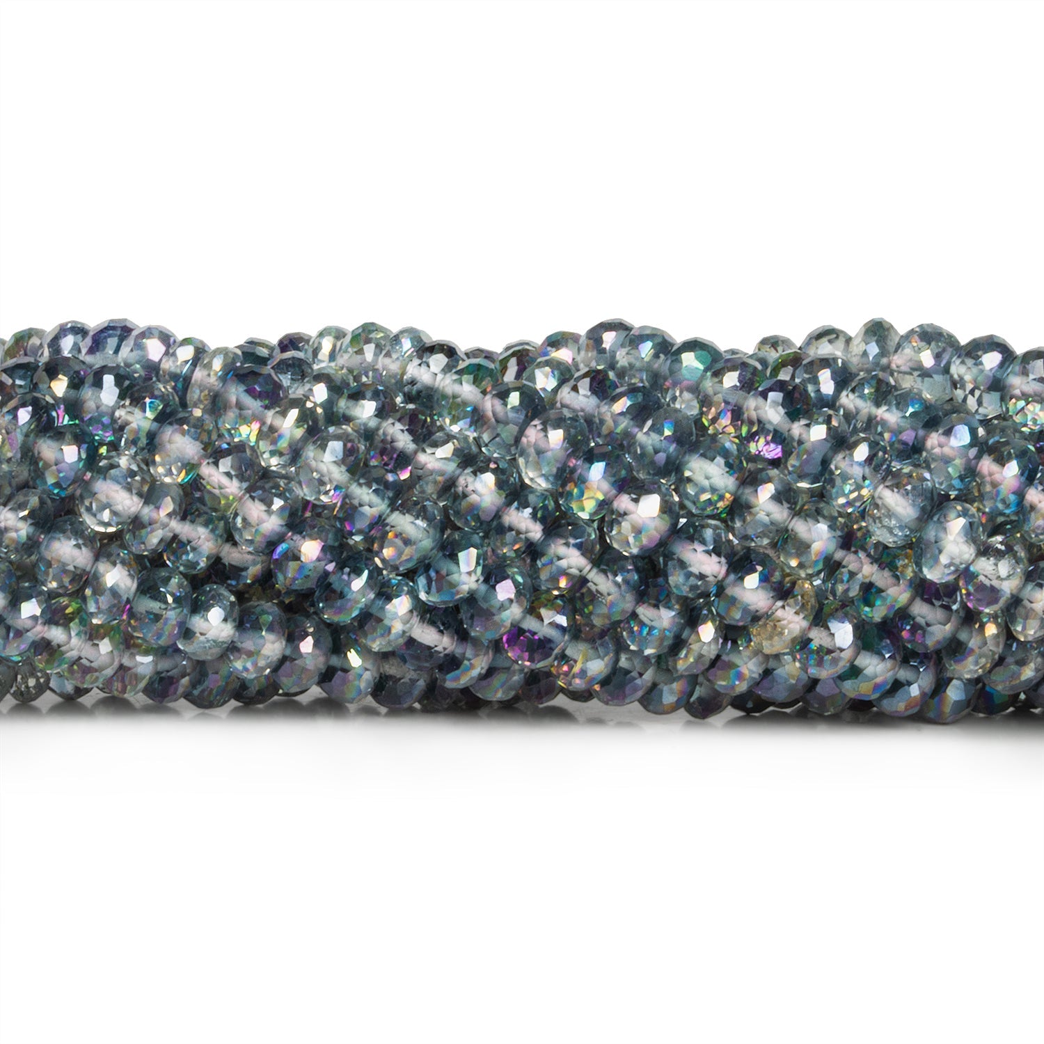 5 - 6mm Mystic Blue Topaz Faceted Rondelles 16 inch 125 beads - The Bead Traders