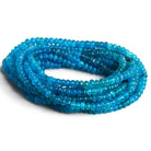 5-6mm Neon Blue Apatite Plain Rondelles 18 inch 125 beads - The Bead Traders